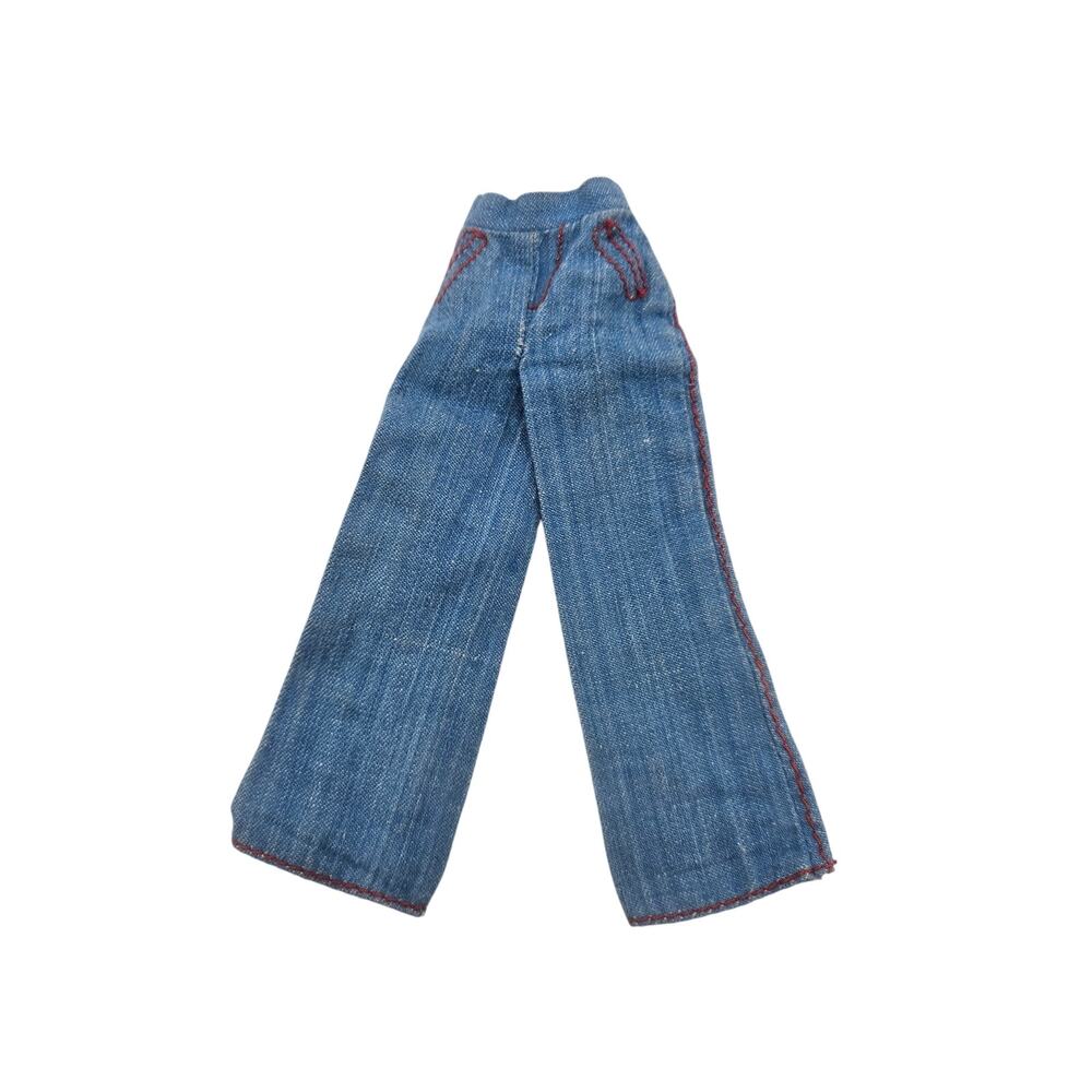 Barbie 1974 Chambray Jeans Vintage Blue‎ Jean Red Lined